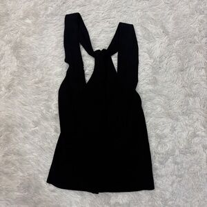 Zara Crossover Black Ribbed Tank Top